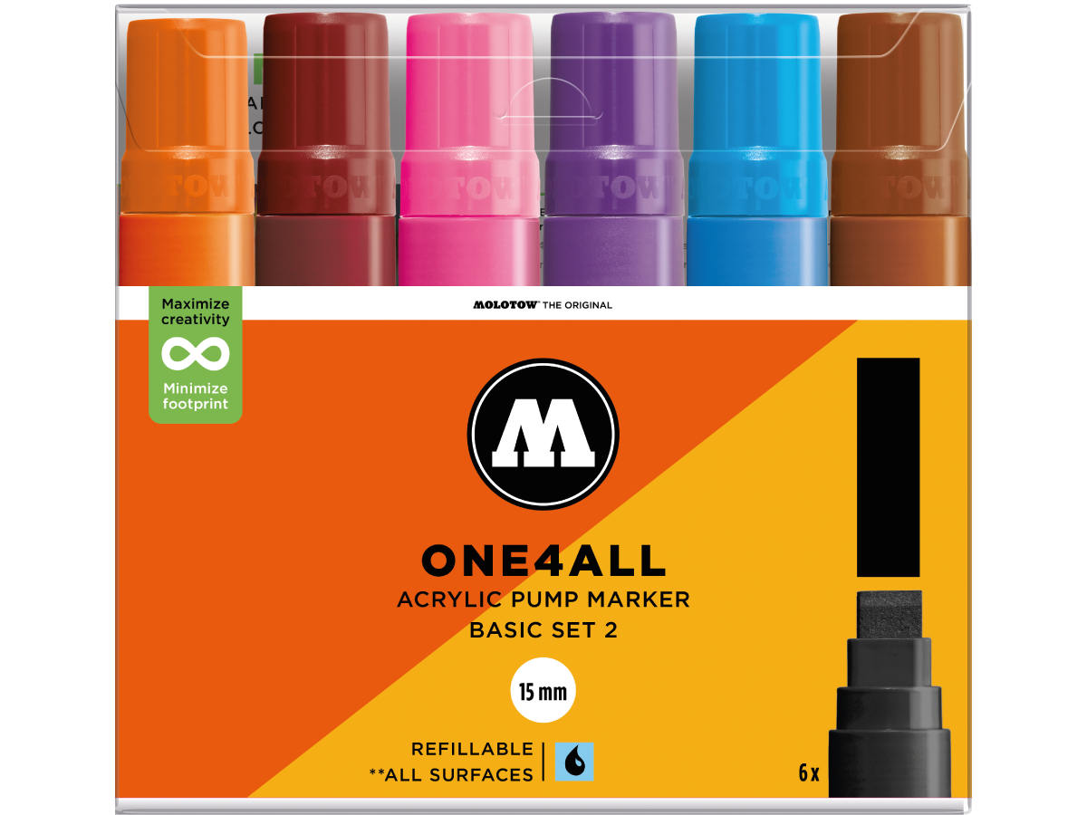 127HS Basic Set 2 15mm (6x) Molotow One4All Acryl Marker