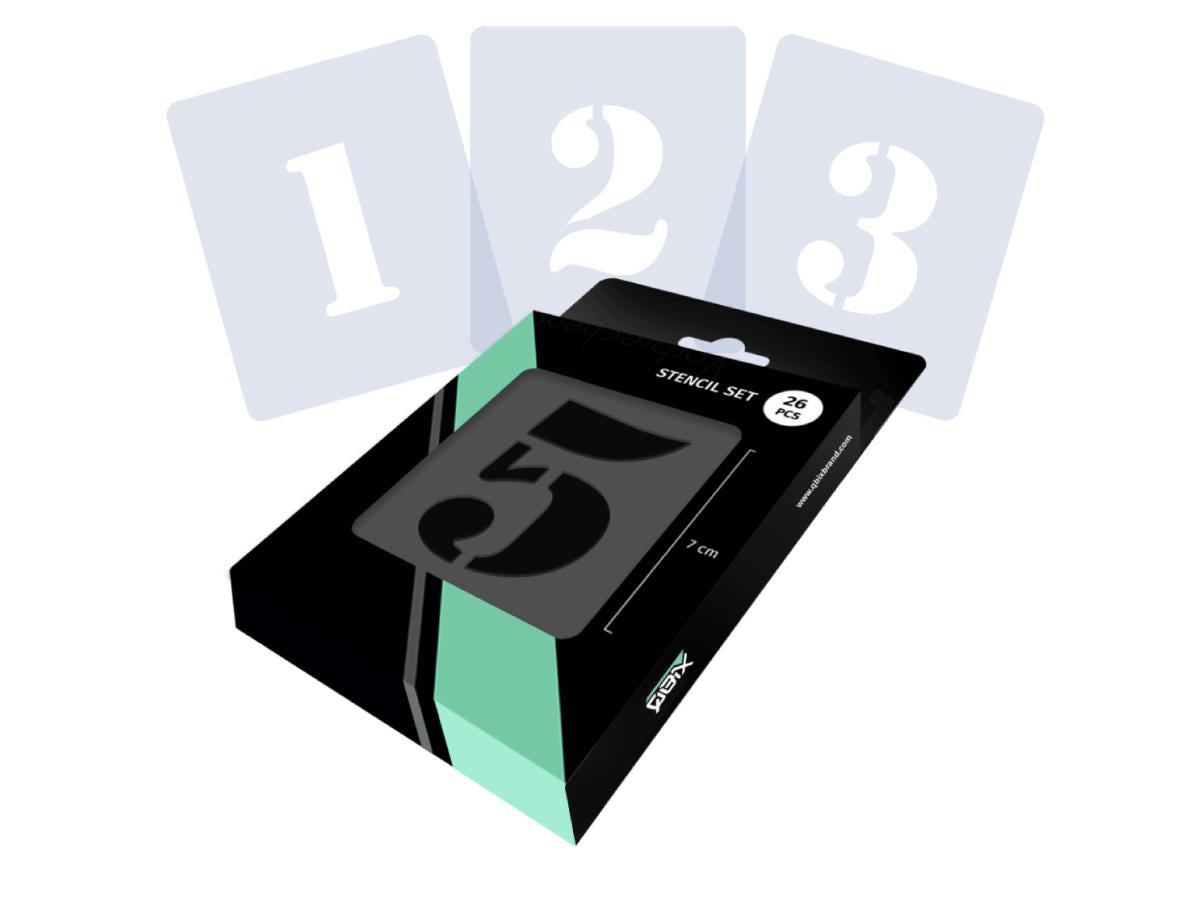 Cijfer stencil set 7 cm hoog 26 stuks Qbix