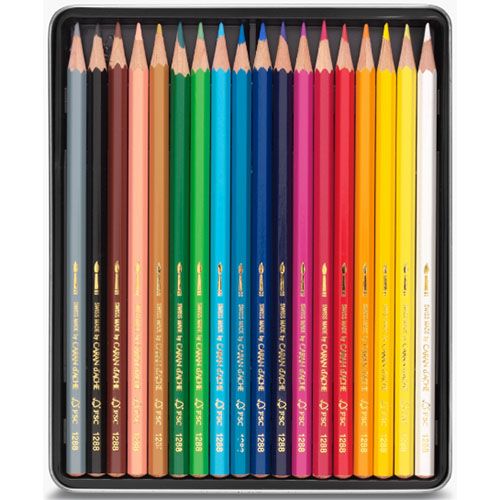 Fancolor potloden metalen doos 18 kleuren set Caran D'Ache