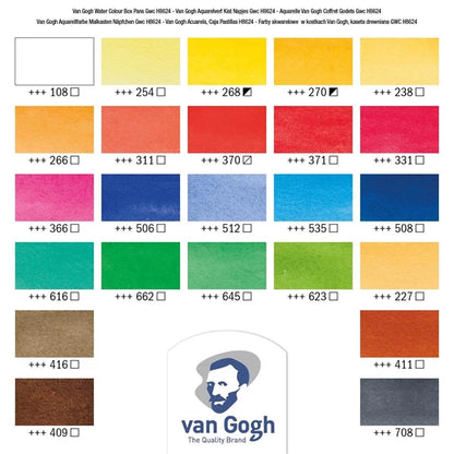 Van Gogh Luxe waterverf set 24 napjes houten kist Aquarelverf