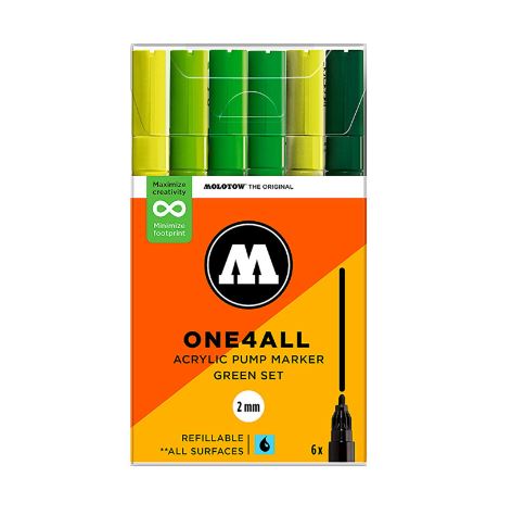 127HS Green Set - 2mm (6x) Molotow One4All Acryl Marker