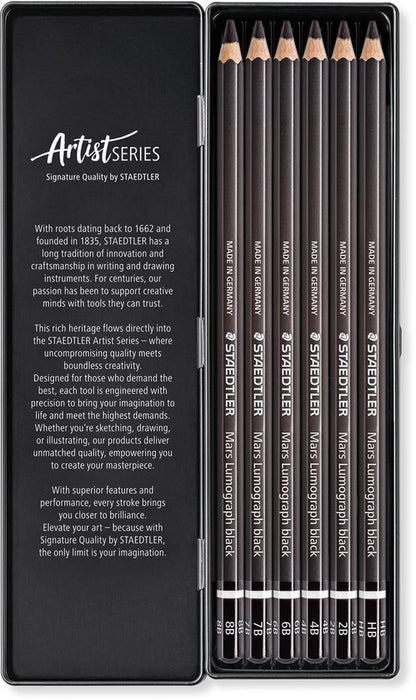 Set Potloden Staedtler Mars Lumograph Black x6 8B-HB