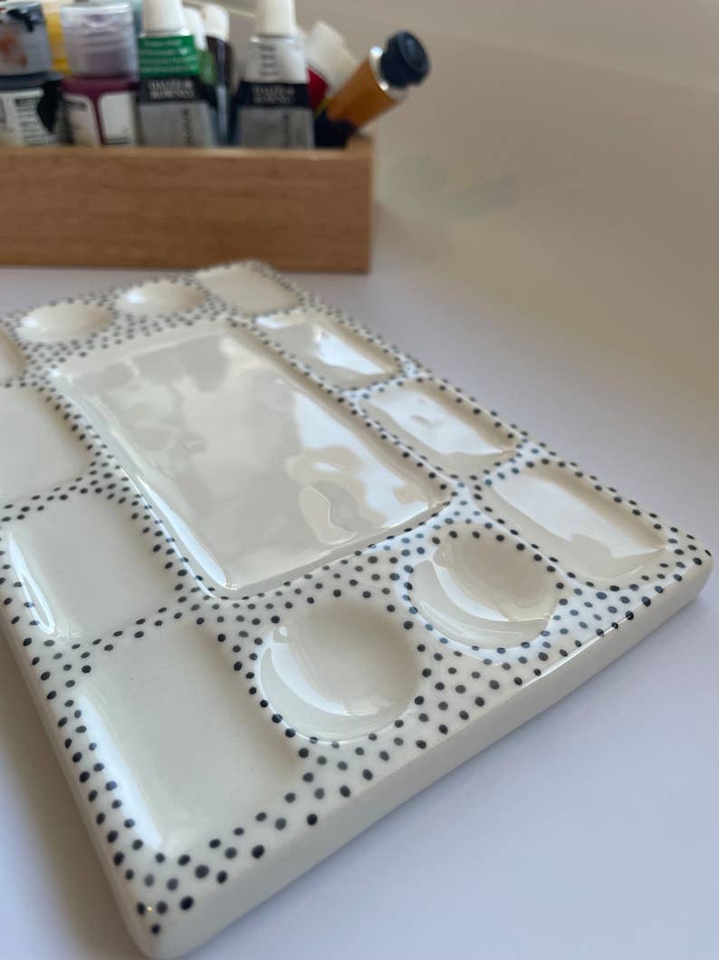 Handgemaakt Porselein palet, origineel keramisch kunstenaarspalet, aquarelpalet, muddy ceramic