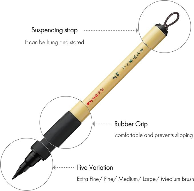 Kuretake Bimoji Fude Pen zwarte inkt, medium brush
