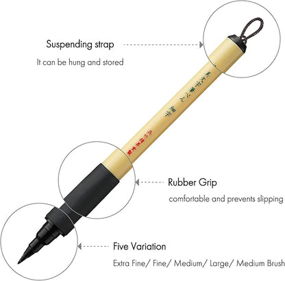 Kuretake Bimoji Fude Pen zwarte inkt, medium brush
