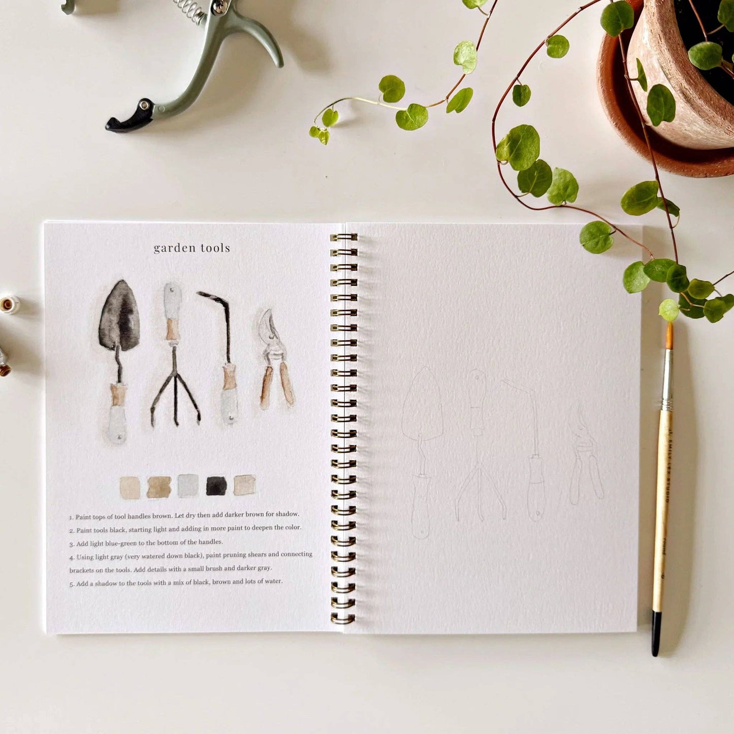 Aquarelverf werkboek - Tuinen - emily lex studio watercolor workbook