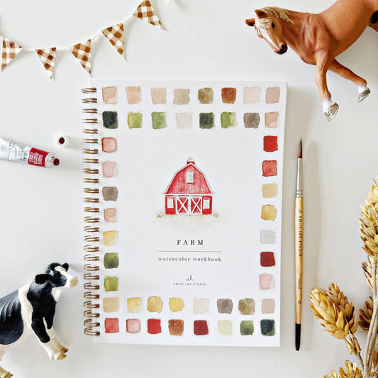 Aquarelverf werkboek - Boerderij - emily lex studio watercolor workbook