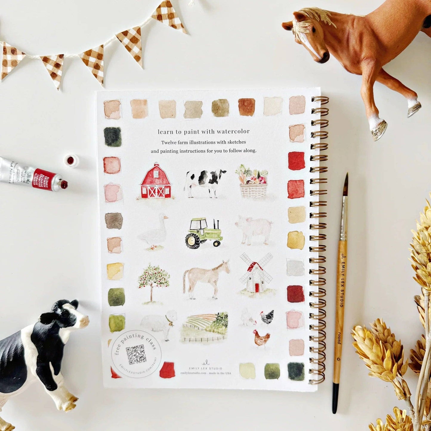 Aquarelverf werkboek - Boerderij - emily lex studio watercolor workbook