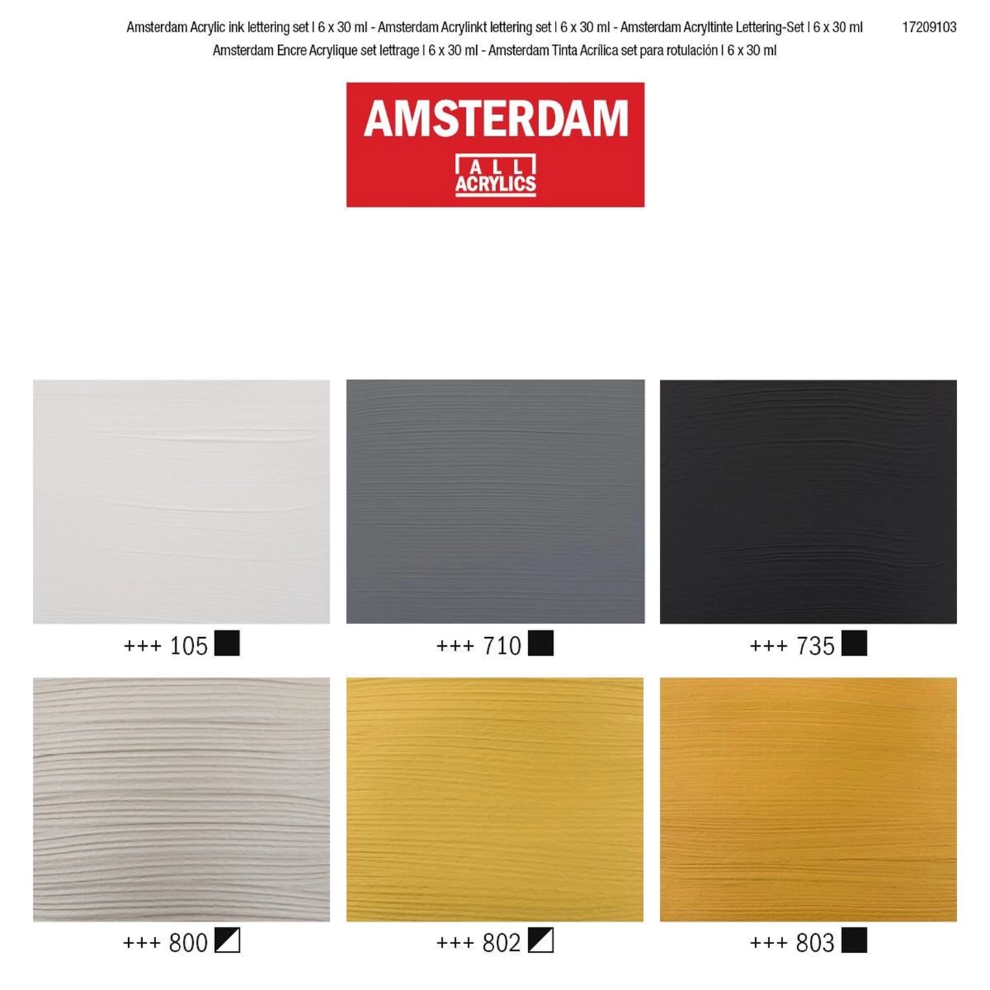 Acryl Inkt Lettering set 6x30 ml Amsterdam