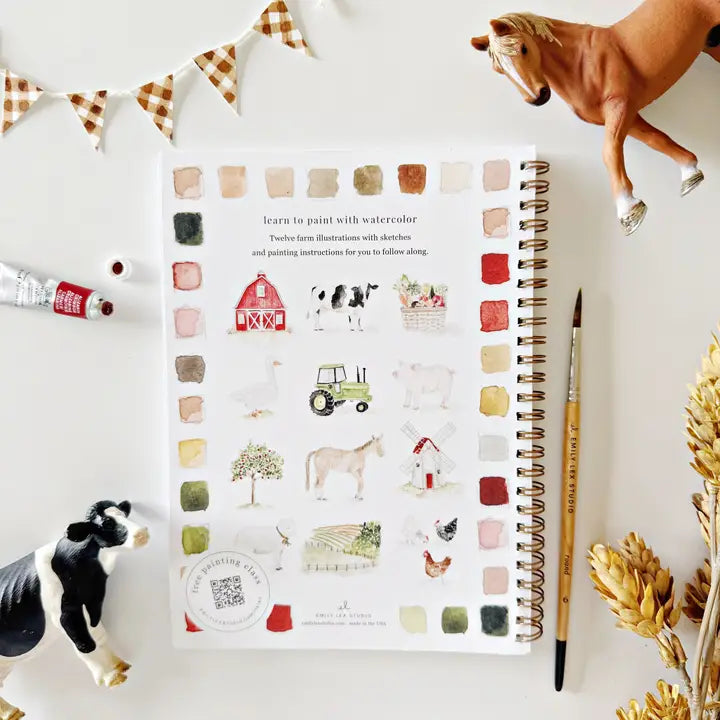Aquarelverf werkboek - Boerderij- emily lex studio watercolor workbook