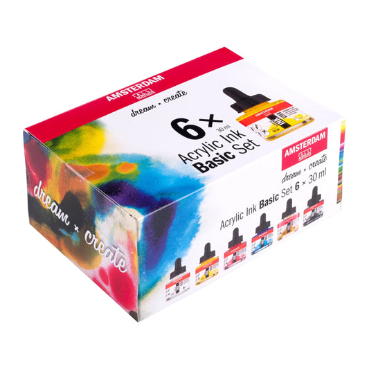 Acryl Inkt Basis set 6x30 ml Amsterdam