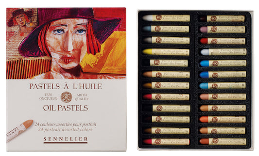 set 24 "Portret"  kartonnen doos Oliepastels Sennelier