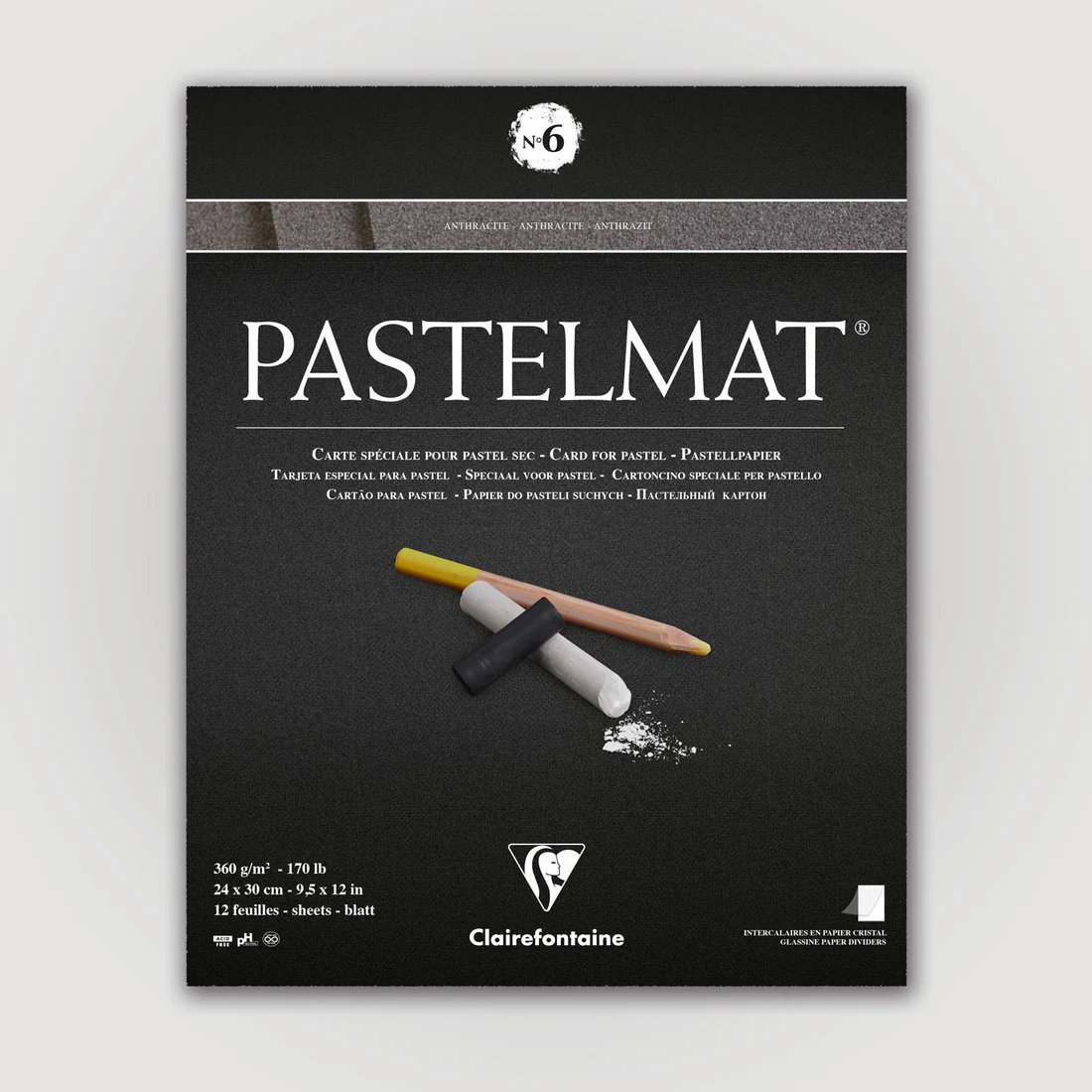 Pastelmat No. 6 (Antracite) 360gr 24x30 Clairefontaine Gekleurd Pastel-papier