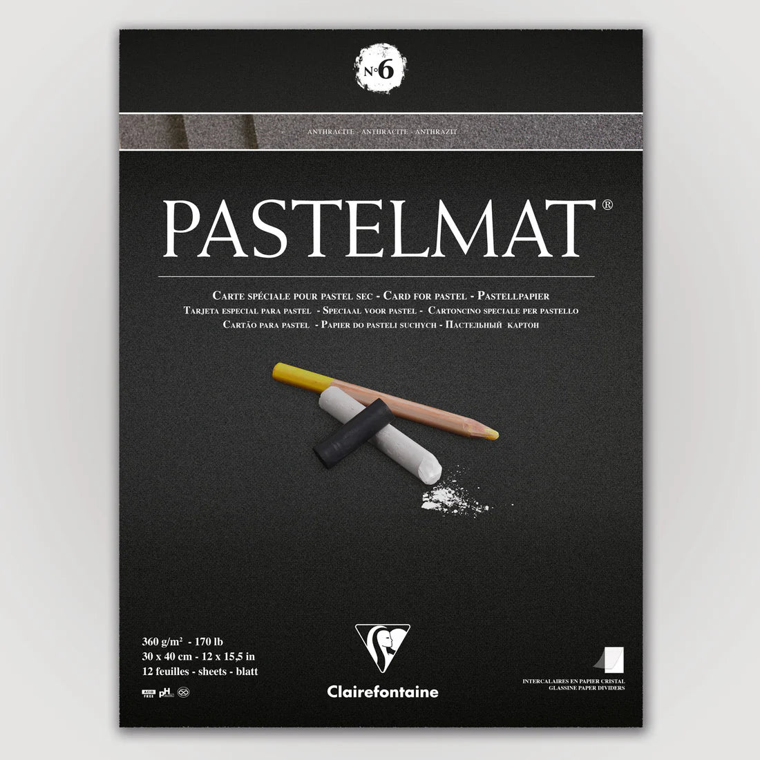 Pastelmat No. 6 (Antracite) 360gr 30x40 Clairefontaine Gekleurd Pastelpapier