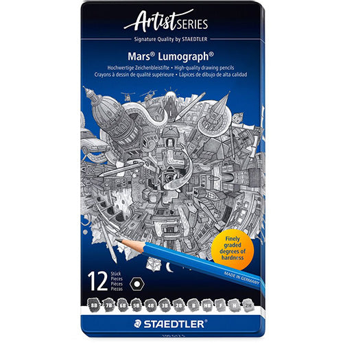 Set Potloden Staedtler Mars Lumograph x12 8B-2H