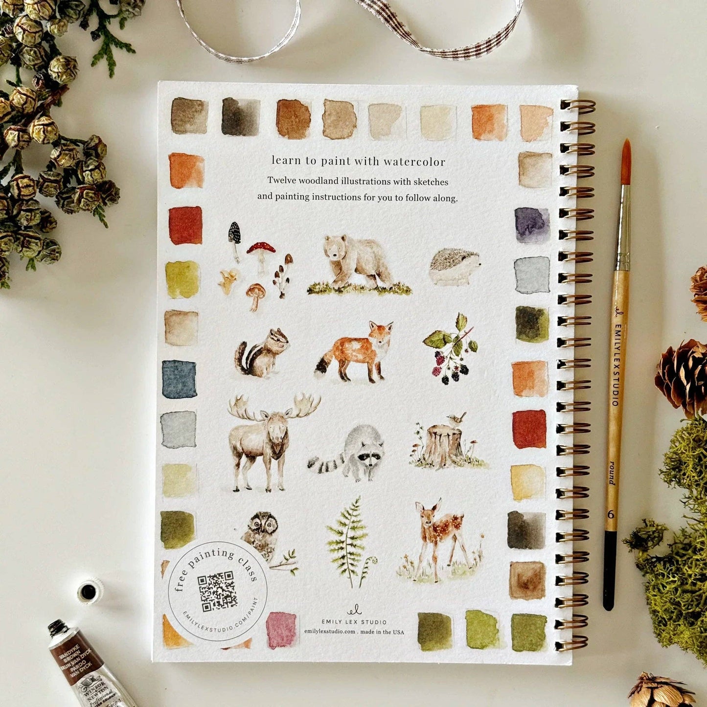 Aquarelverf werkboek - Bosland - emily lex studio watercolor workbook