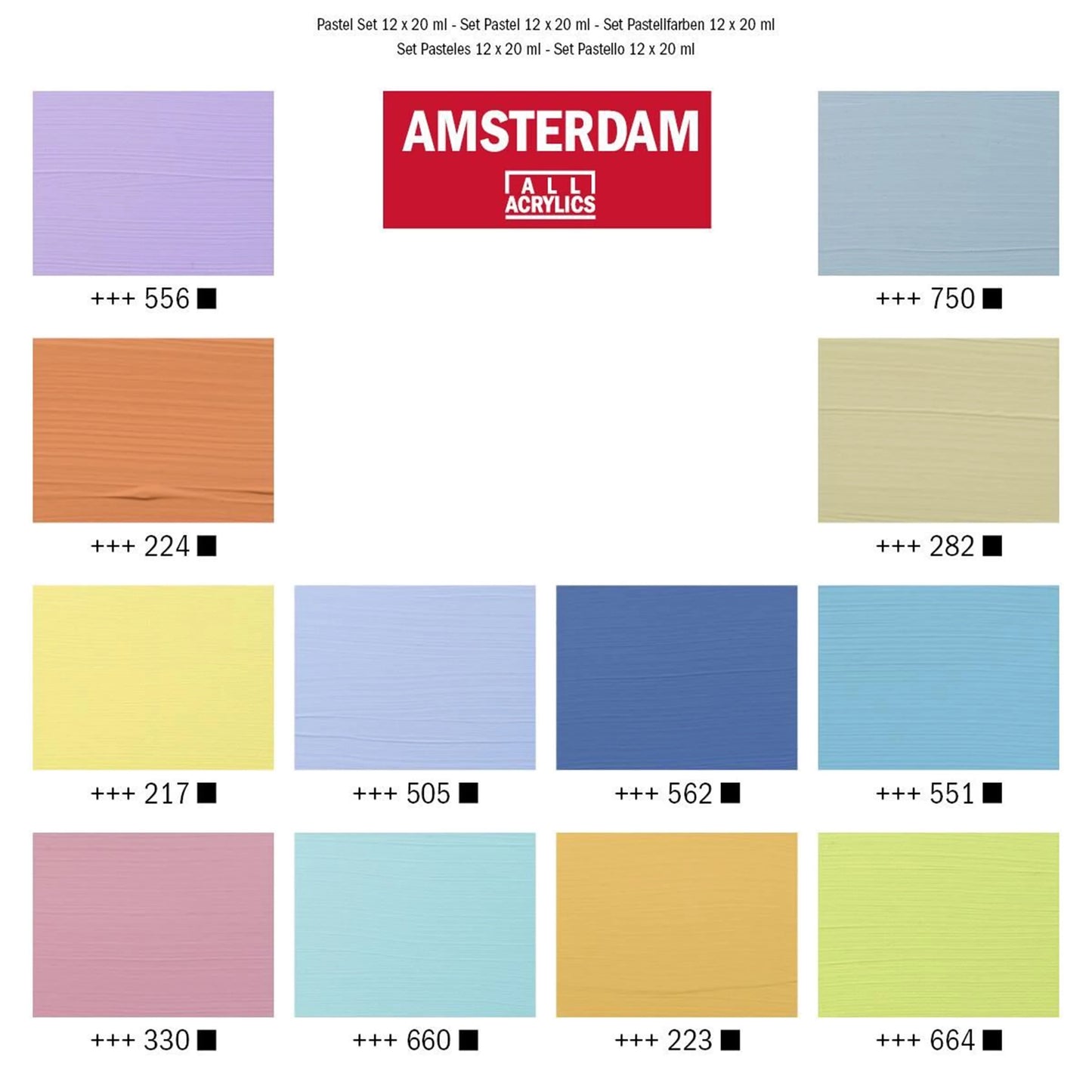 Amsterdam Acrylverf Set NIEUW Pastel 12x20 ml (zonder parelmoer kleuren)
