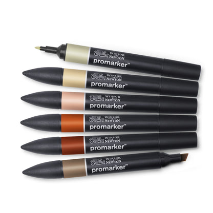 Promarker set 6 Earth Tones Winsor & Newton