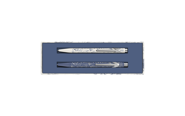 Limited Edition set BallPoint + Mechanish Potlood Caran D'ache 849 Toile de Jouy wit en blauw