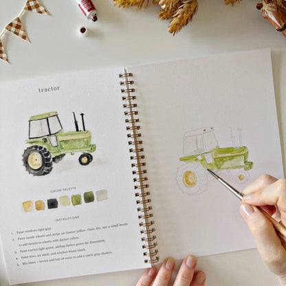 Aquarelverf werkboek - Boerderij - emily lex studio watercolor workbook