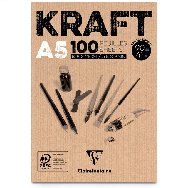 KRAFT bruin papier A5 100vel 90gr Clairefontaine