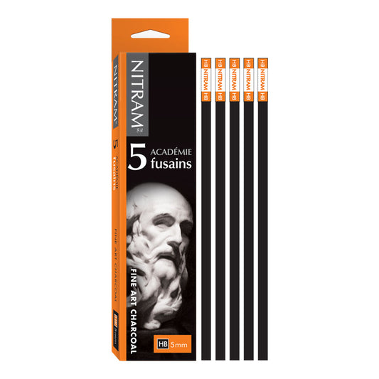 Charcoal (Houtskool) HB vierkant 5mm Nitram Fine Art