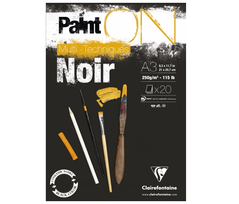 Paint-On A3 20 vel Zwart papier 250gr Clairefontaine