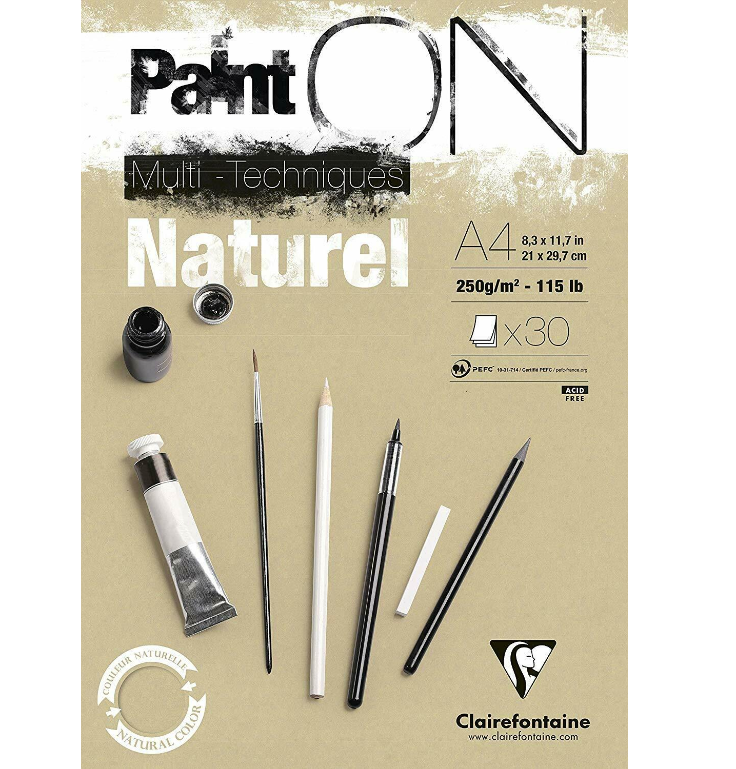 Paint-On A4 30 vel Bruin Naturel papier 250gr Clairefontaine