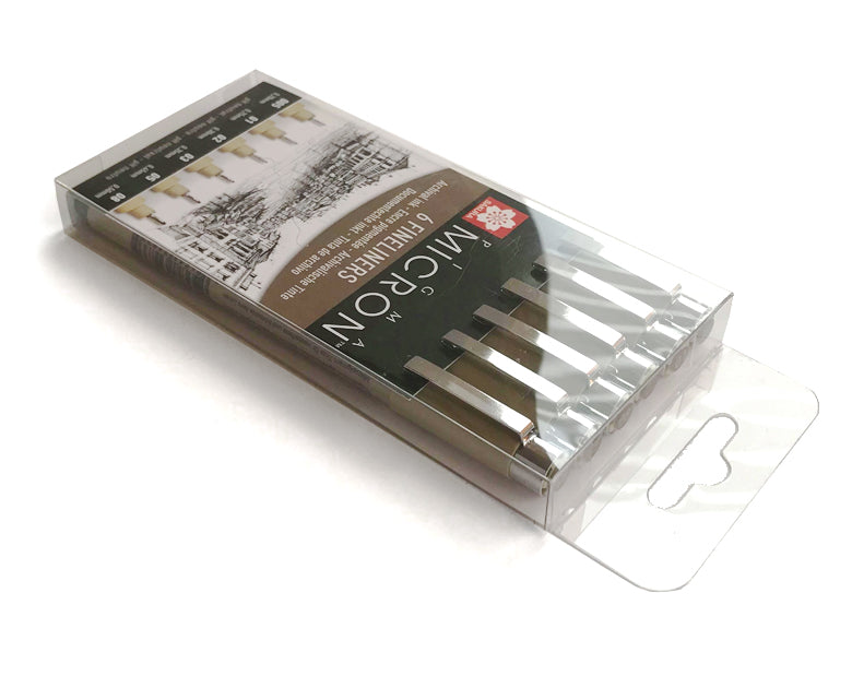 Pigma Micron 6 Set Fineliners ZWART Sakura Diverse maten