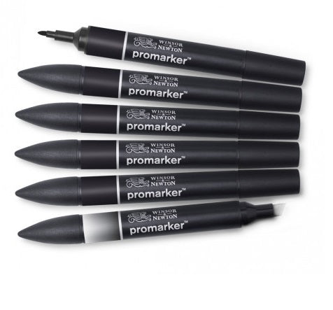 Promarker set 5 x Black & 1 x Blender Winsor & Newton